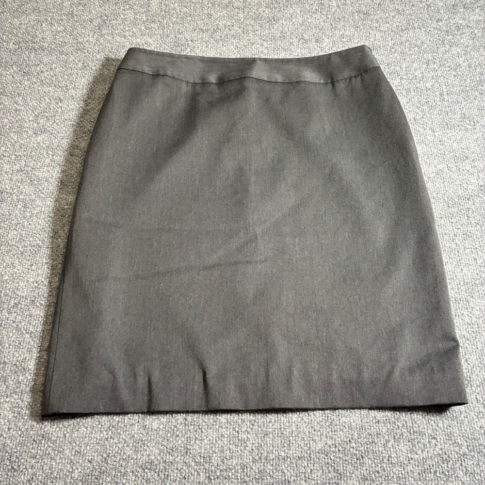Anne Klein Pencil Skirt Womens 12 Gray Excellent Professional Lined Side Zip